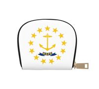 YaWea Rhode Island State Flag print Leather Small Purse Credit Card Holder Wallet, Card Holder,Wallet Card Organizer Case, White, One Size