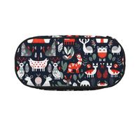 YaWea Scandinavian Animals print Large Capacity Pencil Case Organizer Storage Bag Big Pencil Pouch for College Home Office