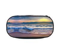YaWea Serene Seaside Sunset print Large Capacity Pencil Case Organizer Storage Bag Big Pencil Pouch for College Home Office