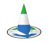 YaWea Sierra Leone Flag Map Print Hanging Witch Hats,Foldable Pointed Cap,Costume Accessory Caps,For Halloween Party-1pcs