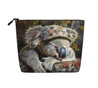 YaWea sleeping koala cap print Cosmetic Bag Toiletry Bag Zipper Pouch Friendship Gifts for Birthday Christmas Graduation, Black, One Size