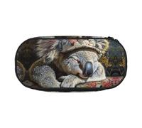 YaWea sleeping koala cap print Large Capacity Pencil Case Organizer Storage Bag Big Pencil Pouch for College Home Office
