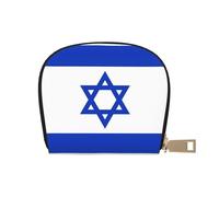 YaWea Small Leather Israeli Flag Print Credit Card Purse Card Holder Purse White One Size, white, One Size