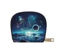 YaWea Space Stars print Leather Small Purse Credit Card Holder Wallet, Card Holder,Wallet Card Organizer Case, White, One Size