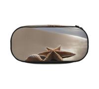 YaWea Starfish Seashell Sandy Beach print Large Capacity Pencil Case Organizer Storage Bag Big Pencil Pouch for College Home Office