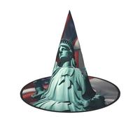 YaWea Statue Of Liberty Flag Print Hanging Witch Hats,Foldable Pointed Cap,Costume Accessory Caps,For Halloween Party-3pcs