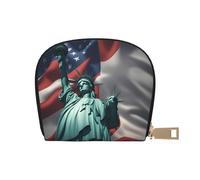 YaWea Statue of Liberty Flag print Leather Small Purse Credit Card Holder Wallet, Card Holder,Wallet Card Organizer Case, White, One Size