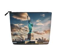 YaWea Statue of Liberty in NYC print Cosmetic Bag Toiletry Bag Zipper Pouch Friendship Gifts for Birthday Christmas Graduation, Black, One Size