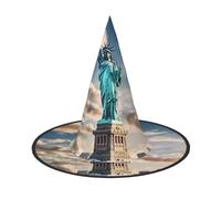 YaWea Statue Of Liberty In Nyc Print Hanging Witch Hats,Foldable Pointed Cap,Costume Accessory Caps,For Halloween Party-3pcs
