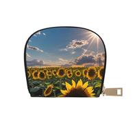 YaWea Sunflowers Sunlight print Leather Small Purse Credit Card Holder Wallet, Card Holder,Wallet Card Organizer Case, White, One Size