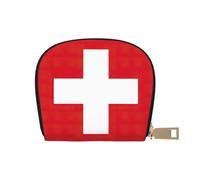 YaWea Swiss Flag print Leather Small Purse Credit Card Holder Wallet, Card Holder,Wallet Card Organizer Case, White, One Size