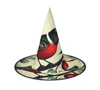 YaWea Teal Birds Musical Note Print Hanging Witch Hats,Foldable Pointed Cap,Costume Accessory Caps,For Halloween Party-3pcs