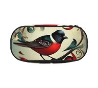 YaWea Teal Birds Musical Note print Large Capacity Pencil Case Organizer Storage Bag Big Pencil Pouch for College Home Office