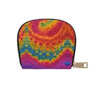 YaWea Tie Dye Hippies print Leather Small Purse Credit Card Holder Wallet, Card Holder,Wallet Card Organizer Case, White, One Size