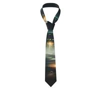 YaWea UFO at night print 1 PC Mens Ties Formal Tie Slim Neck Ties for Men Men's Neckties Wedding Party Business, Black, One size