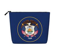 YaWea Utah Flag print Cosmetic Bag Toiletry Bag Zipper Pouch Friendship Gifts for Birthday Christmas Graduation, Black, One Size