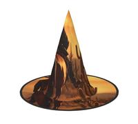 YaWea West Desert Cactus With Cowboys Riding Horses1 Print Hanging Witch Hats,Foldable Pointed Cap,Costume Accessory Caps,For Halloween Party-2pcs
