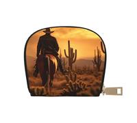 YaWea West Desert Cactus with Cowboys Riding Horses1 print Leather Small Purse Credit Card Holder Wallet, Card Holder,Wallet Card Organizer Case, White, One Size