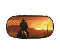 YaWea West Desert Cactus with Cowboys Riding Horses3 print Large Capacity Pencil Case Organizer Storage Bag Big Pencil Pouch for College Home Office