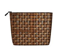 YaWea Wicker Woven Grid print Cosmetic Bag Toiletry Bag Zipper Pouch Friendship Gifts for Birthday Christmas Graduation, Black, One Size