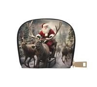 YaWea Xmas santa Claus print Leather Small Purse Credit Card Holder Wallet, Card Holder,Wallet Card Organizer Case, White, One Size