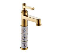 YAWEDA Basin Faucets Brass Electroplate Rose Gold Bathroom Sink Faucet Geramic Single Handle Hole Deck Mount Mixer Water Tap,Gold Tall
