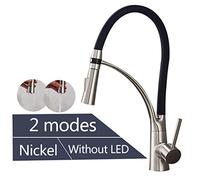 YAWEDA Black/Chrome Finish Kitchen Faucet with Aerator Deck Mounted Pull Out Sprayer Nozzle Hot & Cold Water Kitchen Sink Faucet Mixer Taps 360 Swivel Single Handle,Brushed Nickel