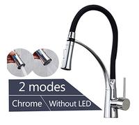 YAWEDA Black/Chrome Finish Kitchen Faucet with Aerator Deck Mounted Pull Out Sprayer Nozzle Hot & Cold Water Kitchen Sink Faucet Mixer Taps 360 Swivel Single Handle,Chrome