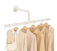 Yawinhe 51cm Wall Mounted Clothes Rail,Pipe Garment Rack,White,1 Pack | Industrial Pipe Clothes Rack;Wardrobe Hanging Rail Bar Rack for Laundry and Closet;Clothing Hanging Rod for Home Shops