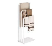 Yawinhe Free Standing Towel Rack, Hand Towel Holder Stand, Metal Holder for Bathroom, 3 Tier Bathroom Towel Rack Stand with Storage Shelves, 39x26x90cm, White, SMJ001W-X