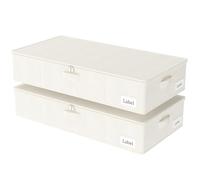 Yawinhe Under Bed Storage Containers, Sturdy Zipper und Label Holders, Foldable Blanket Bags, for Comforter, Clothing, 80x40x15cm, Beige, 2-Pack, SNH002BEL-2