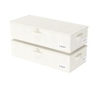 Yawinhe Under Bed Storage Containers, Sturdy Zipper und Label Holders, Foldable Blanket Bags, for Comforter, Clothing, 60x30x15cm, Beige, 2 Pack, SNH002BES-2