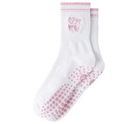Yawlsow Pilates Stopper Socks for Women Yoga Non-Slip Grip Socks Cute Reformer Pilates Non-Slip Socks with Nubs for Ballet Barre Dance Trampoline Hospital Fitness Home, 1 Pack Pink - Heart, One Size