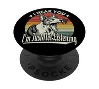 Yawn Basenji I Hear You I'm Just Not Listening Sunset Retro PopSockets Adhesive PopGrip