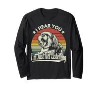 Yawn Shih Tzu I Hear You I'm Just Not Listening Sunset Retro Long Sleeve T-Shirt