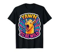 Yawn to Be Wild Funny Yawning Llama Lazy Sleepy Tired Alpaca T-Shirt