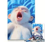 Yawning Baby Monkey 1000 Piece Jigsaws for Teenagers Analytical Skill Soothing Downtime Tight Join Art Xmas Gift (38x52cm)