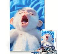 Yawning Baby Monkey Jigsaw 1000 Pieces for Adults Cognitive Recall Peaceful Escape Sharp Cut Seasonal Gift (38x26cm)
