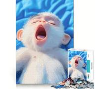 Yawning Baby Monkey Jigsaw Puzzle 1000 Piece Mental Exercise Fun Seamless Fit Precise Pieces Engaging Way to Pass Free Hours (38x52cm)