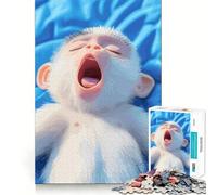 Yawning Baby Monkey Jigsaw Puzzle 1000 Piece Mental Fun Game No Gap Tight Fitting Design for Family Gatherings (50x75cm)