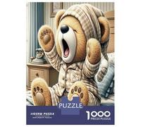 Yawning Teddy Bear Jigsaw Puzzle for Adults 1000 Piece Jigsaw Puzzle Paper Game Bedtime Scene Relaxation 52x38cm/1000pcs
