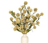 Yawwind 6 PCs Rustic Fall Flowers 17 Inches Boho Fall Floral Picks Faux Autumn Branches with Craspedia White Billy Balls Flowers for Vase Table Centerpieces Living Room Indoors Decor (Fall White)