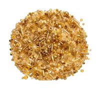YAWYO 1000 Pcs Gold Bugle Beads, Mixed Shape Size 1-4 mm Glass Seed Beads for Embroidery for Earrings Necklaces Bracelets Jewelry DIY Making Accessories