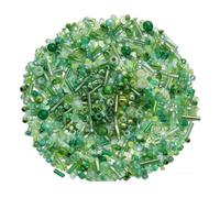 YAWYO 1000 Pcs Green Bugle Beads, Mixed Shape Size 1-4 mm Glass Seed Beads for Embroidery for Earrings Necklaces Bracelets Jewelry DIY Making Accessories