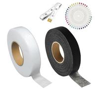 YAWYO 2 Pack 64 Meters Iron On Hemming Tape, Invisible Wonder Web, Iron On Hemming Tape for Trousers Curtains Clothes Patching (Black, White)