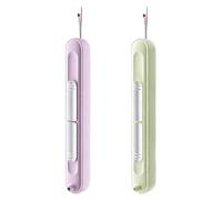 YAWYO 2 Pcs 2 In 1 Needle Threader Seam Ripper, Stretchable Needle Threaders Hand Sewing Stitch Unpicker Tool for Knitting, Cross Stitch, Embroidery and Thread Removal (Green, Purple)