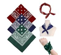 YAWYO 3 Pcs Bandana, Multi-purpose Hair Scarf Paisley Print Unisex Headwraps Bandanas Headband for Women Men Cowboy Accessories (Dark Green, Wine Red, Navy Blue)