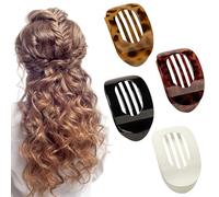 YAWYO 4 Pcs Flat Hair Clips, Curved Design Flat Hair Claw Clips Secure Hold Inner Teeth Strong Hold Side Hair Clips for Women Girls with Leopard Print and Solid Color