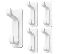 YAWYO 5 Pcs Self Adhesive Hooks, Sticky Hooks for Hanging Door Hook Self Adhesive Wall Hangers Without Nails (White)
