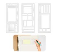YAWYO Pack of 3 Flexible Planner Stencil Templates, Handmade Record Template Multifunctional Journal Stencils Drafting Tools for DIY Scrapbooking Label Making Daily Planner (Set A)